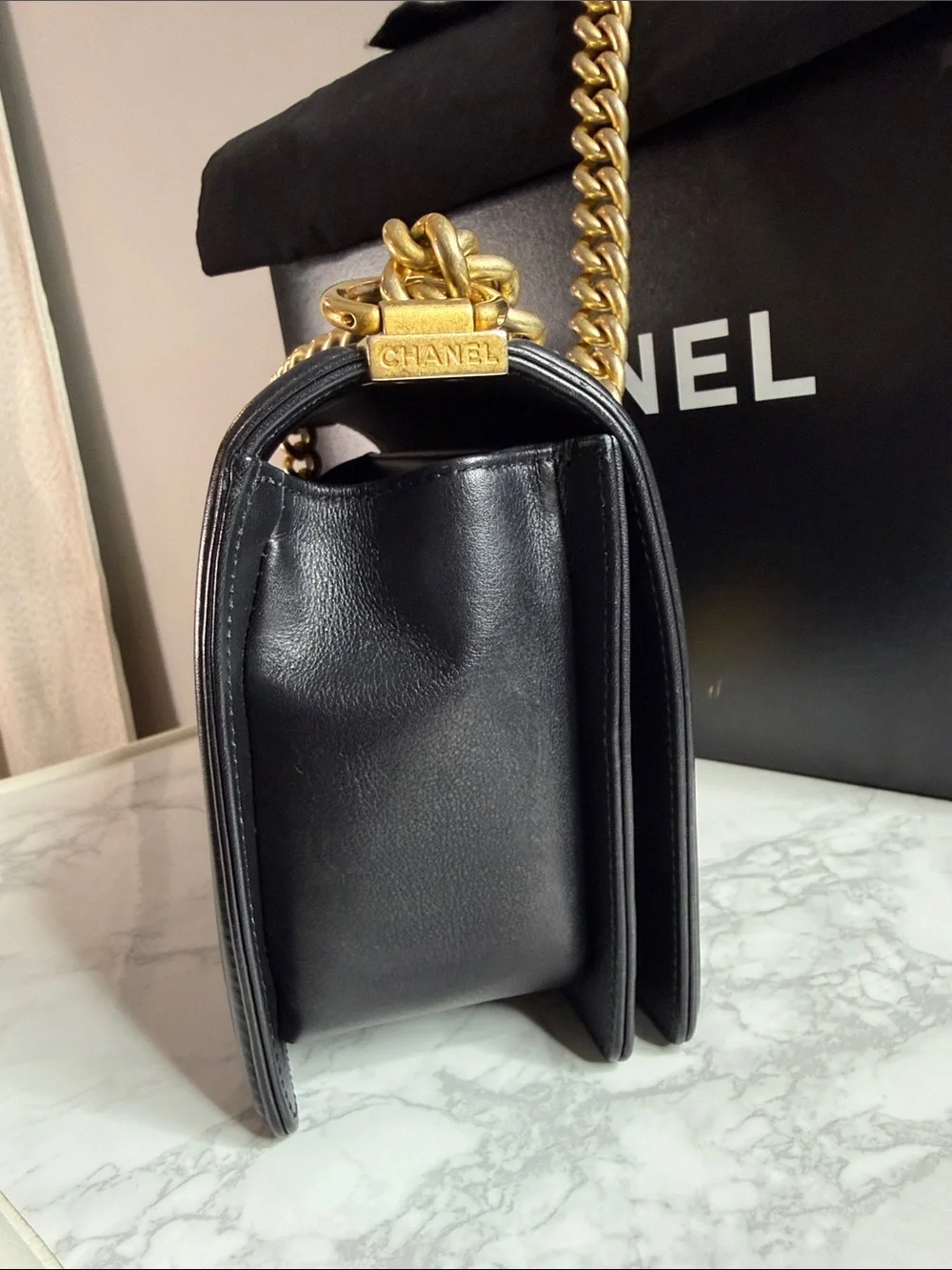 CHANEL Boy Bag Medium with Gold Hardware